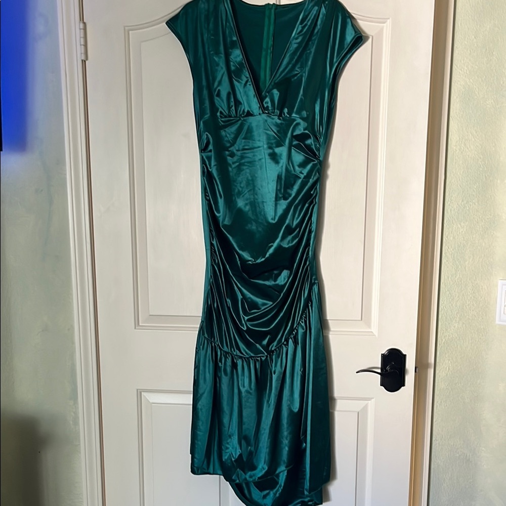 Elegant Green Satin Dress